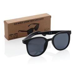 Vue Lunettes de soleil en fibre de paille de couleur noir| Krokrodeal
