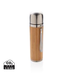 Vue Bouteille isotherme en bambou de couleur marron| Krokrodeal