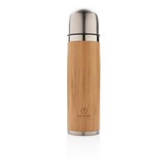 Vue Bouteille isotherme en bambou de couleur marron| Krokrodeal