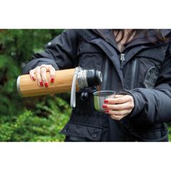 Vue Bouteille isotherme en bambou de couleur marron| Krokrodeal