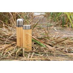 Vue Bouteille isotherme en bambou de couleur marron| Krokrodeal