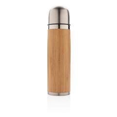 Vue Bouteille isotherme en bambou de couleur marron| Krokrodeal