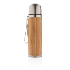 Vue Bouteille isotherme en bambou de couleur marron| Krokrodeal