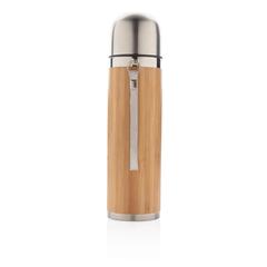 Vue Bouteille isotherme en bambou de couleur marron| Krokrodeal
