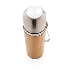 Vue Bouteille isotherme en bambou de couleur marron| Krokrodeal