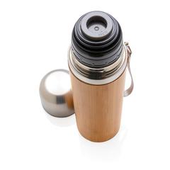 Vue Bouteille isotherme en bambou de couleur marron| Krokrodeal