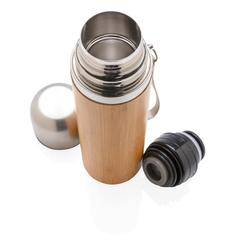 Vue Bouteille isotherme en bambou de couleur marron| Krokrodeal