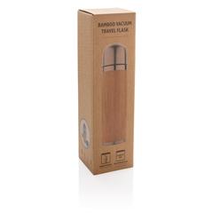 Vue Bouteille isotherme en bambou de couleur marron| Krokrodeal