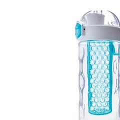 Vue Bouteille d'eau à infusion étanche Honeycomb de couleur bleu| Krokrodeal