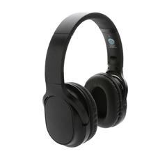 Vue Casque sans fil pliable en plastique recyclé RCS Elite de couleur noir| Krokrodeal