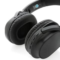 Vue Casque sans fil pliable en plastique recyclé RCS Elite de couleur noir| Krokrodeal