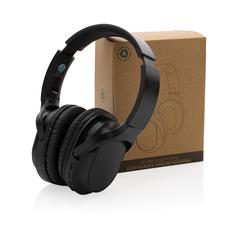 Vue Casque sans fil pliable en plastique recyclé RCS Elite de couleur noir| Krokrodeal