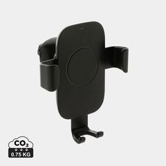 Vue Support voiture avec chargeur 10W en plastique recyclé RCS de couleur noir| Krokrodeal