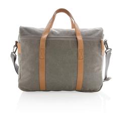 Vue Sacoche en toile pour ordinateur 15" de couleur gris| Krokrodeal