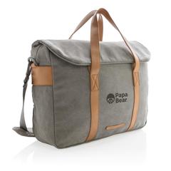 Vue Sacoche en toile pour ordinateur 15" de couleur gris| Krokrodeal