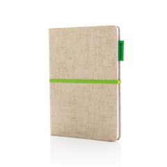 Vue Carnet A5 à couverture en jute de couleur vert| Krokrodeal