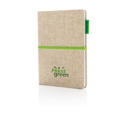 Vue Carnet A5 à couverture en jute de couleur vert| Krokrodeal