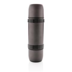 Vue Swiss Peak bouteille isotherme avec 2 tasses de couleur gris| Krokrodeal
