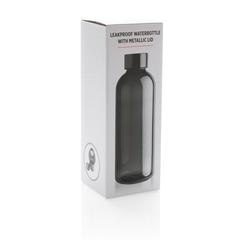 Vue Bouteille d'eau étanche avec bouchon en métal de couleur noir| Krokrodeal