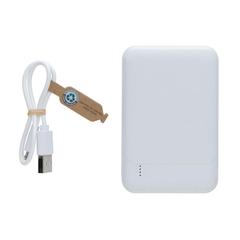 Vue Powerbank 5000 mAh en plastique recyclé RCS de couleur blanc| Krokrodeal