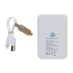 Vue Powerbank 5000 mAh en plastique recyclé RCS de couleur blanc| Krokrodeal