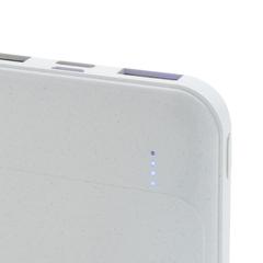 Vue Powerbank 5000 mAh en plastique recyclé RCS de couleur blanc| Krokrodeal