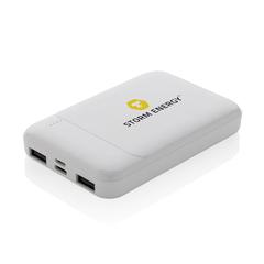 Vue Powerbank 5000 mAh en plastique recyclé RCS de couleur blanc| Krokrodeal