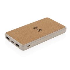Vue Powerbank 8000 mAh 5W en fibre de paille et liège de couleur vert| Krokrodeal