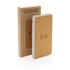 Vue Powerbank 8000 mAh 5W en fibre de paille et liège de couleur vert| Krokrodeal