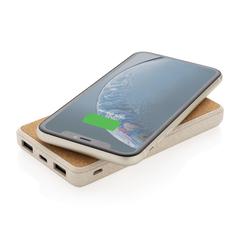 Vue Powerbank 8000 mAh 5W en fibre de paille et liège de couleur vert| Krokrodeal