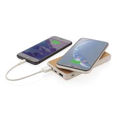Vue Powerbank 8000 mAh 5W en fibre de paille et liège de couleur vert| Krokrodeal