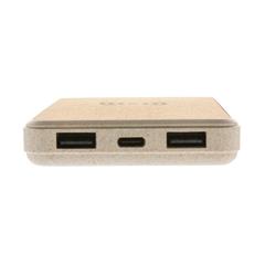 Vue Powerbank 8000 mAh 5W en fibre de paille et liège de couleur vert| Krokrodeal