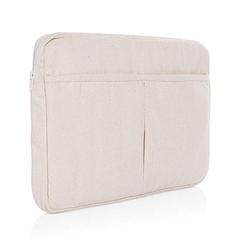 Vue Pochette ordinateur 15,6'' en coton recyclé AWARE™ Laluka de couleur blanc| Krokrodeal