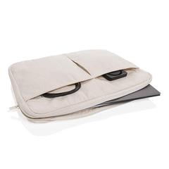 Vue Pochette ordinateur 15,6'' en coton recyclé AWARE™ Laluka de couleur blanc| Krokrodeal
