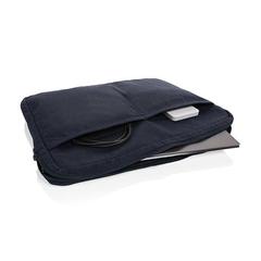 Vue Pochette ordinateur 15,6'' en coton recyclé AWARE™ Laluka de couleur bleu| Krokrodeal