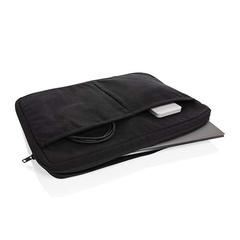 Vue Pochette ordinateur 15,6'' en coton recyclé AWARE™ Laluka de couleur noir| Krokrodeal