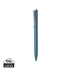 Vue Stylo en aluminium recyclé certifié RCS Xavi de couleur bleu| Krokrodeal