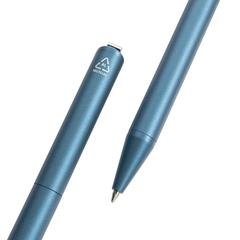 Vue Stylo en aluminium recyclé certifié RCS Xavi de couleur bleu| Krokrodeal