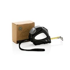 Vue Mètre ruban Auto stop 3M/16mm en plastique recyclé RCS de couleur noir| Krokrodeal