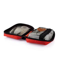 Vue Kit de premiers soins de la taille d’une enveloppe de couleur rouge| Krokrodeal