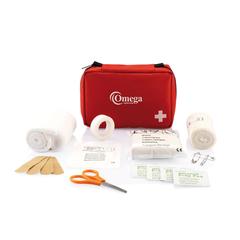 Vue Kit de premiers soins de la taille d’une enveloppe de couleur rouge| Krokrodeal