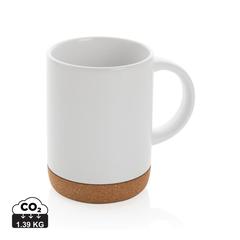 Vue Mug en céramique avec base en liège de couleur blanc| Krokrodeal