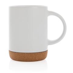 Vue Mug en céramique avec base en liège de couleur blanc| Krokrodeal