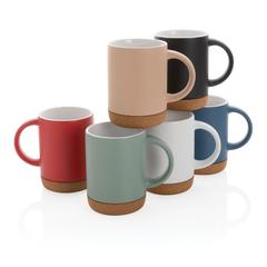 Vue Mug en céramique avec base en liège de couleur blanc| Krokrodeal