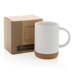 Vue Mug en céramique avec base en liège de couleur blanc| Krokrodeal