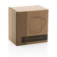 Vue Mug en céramique avec base en liège de couleur blanc| Krokrodeal