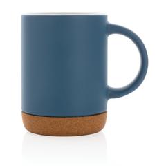Vue Mug en céramique avec base en liège de couleur bleu| Krokrodeal