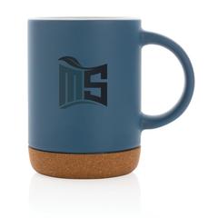 Vue Mug en céramique avec base en liège de couleur bleu| Krokrodeal