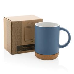 Vue Mug en céramique avec base en liège de couleur bleu| Krokrodeal