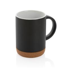 Vue Mug en céramique avec base en liège de couleur noir| Krokrodeal